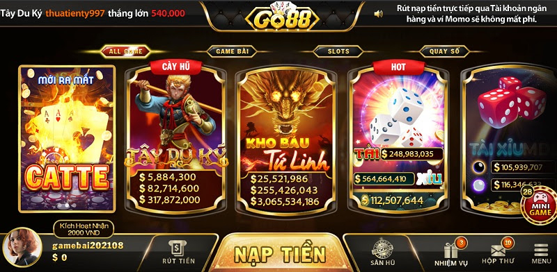 Các sản phẩm đặc trưng tại cổng game Go88 Win