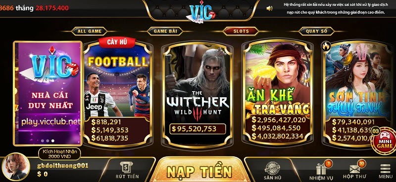 Slots game tại cổng game Vic Win