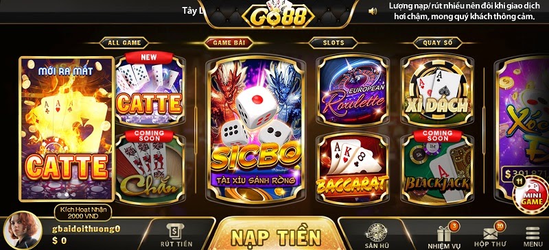 Game bài tại cổng game Go88