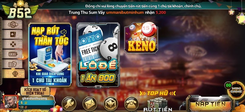 Minigame tại cổng game B52 Club