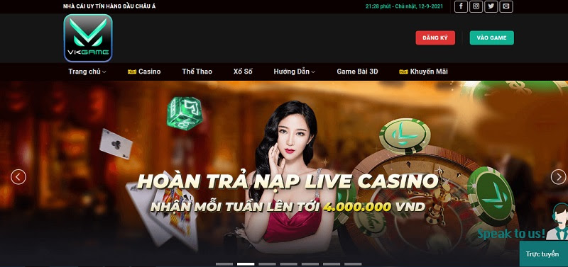 Giao diện đẹp mắt tại cổng game Vkgame