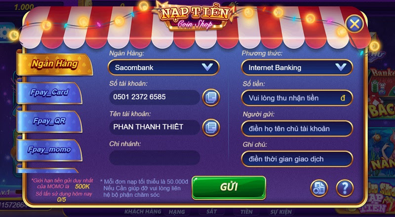 Hướng dẫn nạp V99 Win 