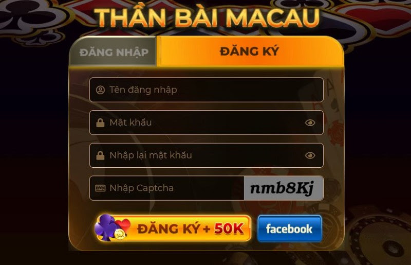 Điền các thông tin trên để đăng ký tài khoản tại cổng game bài Macau Club 