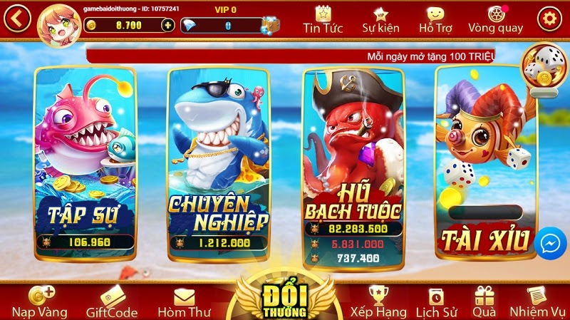 Giao diện sinh động của cổng game Ban Ca Zui