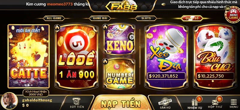 Quay số tại cổng game Fa88 Club