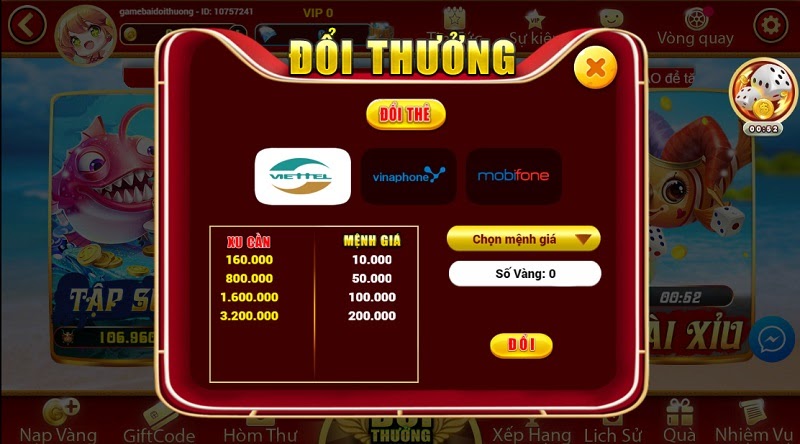 Đổi thưởng tại cổng game Ban Ca Zui