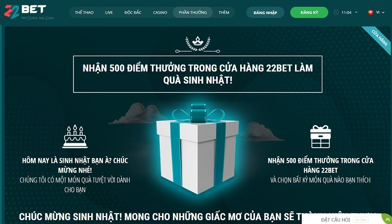 Nhận khuyến mãi vào dịp sinh nhật khi chơi game bắn cá 22Bet