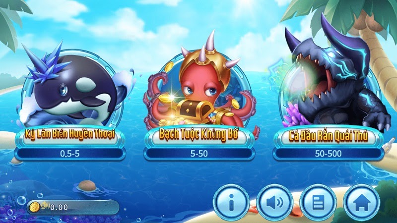 Các phòng chơi tại tựa game Lucky Fishing