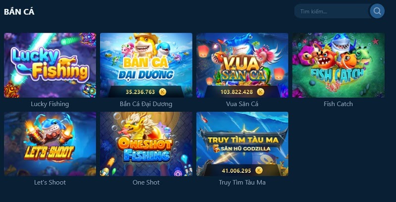 Các tựa game tại sảnh bắn cá Lucky88