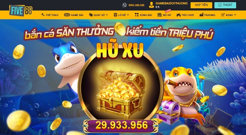 Chơi game bắn cá FIVE88 trở thành triệu phú